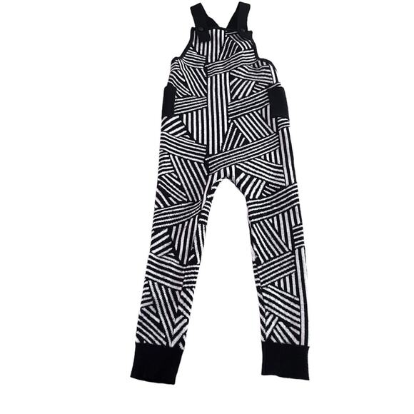 Neuf 9 geometric print sweater knit unisex overalls - Picture 5 of 8